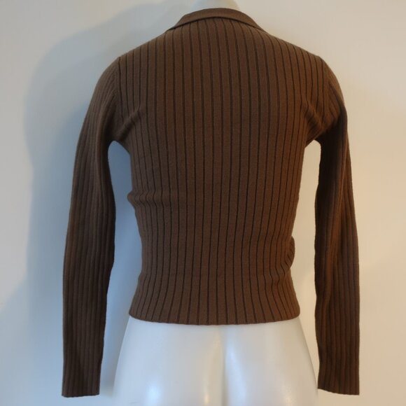 Womens Central Park West Brown Ribbed Thick Knit Button Cardigan Sweater S - Picture 5 of 8